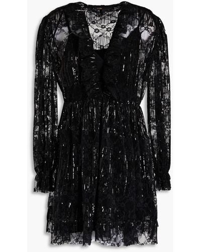 Maje Reville Sequin-embellished Lace Mini Dress - Black