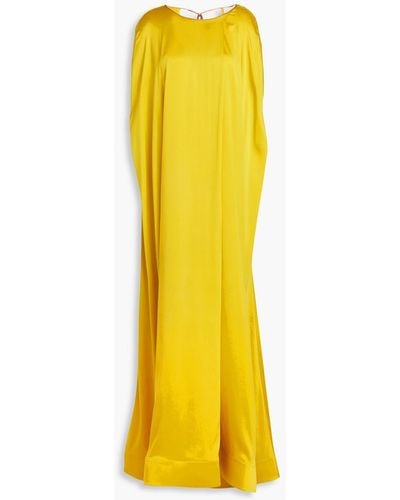 ROKSANDA Parvina Cape-effect Draped Silk-satin Gown - Yellow