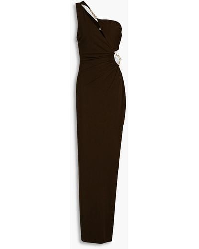 Nicholas Defano One-shoulder Ruched Cutout Jersey Gown - Brown