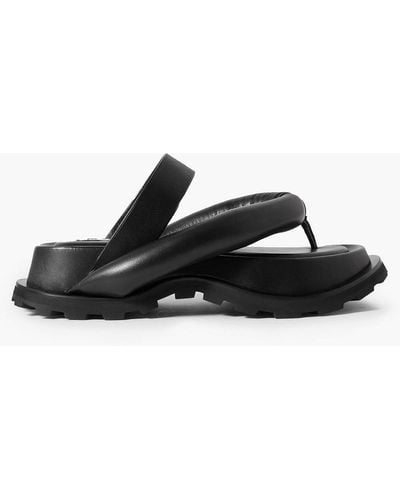 Jil Sander Padded Leather Sandals - Black