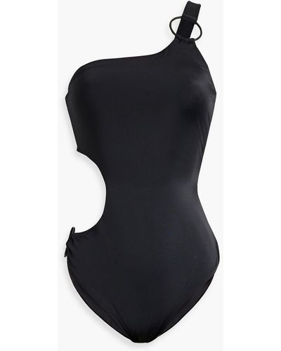 Onia One-shoulder Cutout Ring-embellished Swimsuit - Black