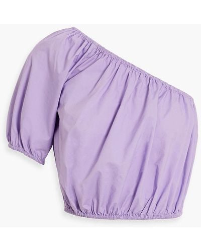 Onia One-shoulder Cropped Cotton-poplin Top - Purple