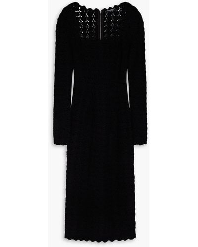 Dolce & Gabbana Crocheted Wool And Cashmere-blend Midi Dress - Black