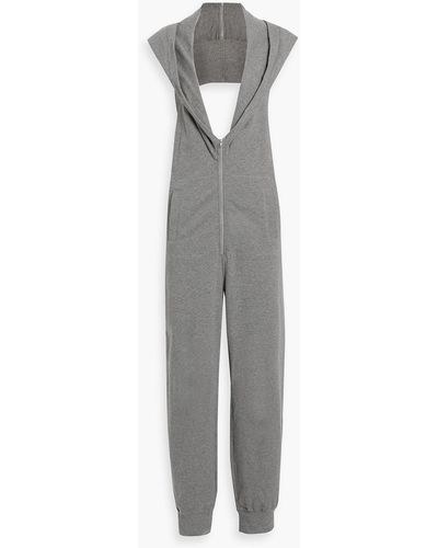 Norma Kamali Open-back Stretch-cotton Jersey Hooded Jumpsuit - Gray