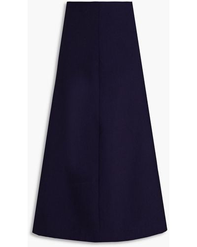 BITE STUDIOS Wool And Silk-blend Twill Midi Skirt - Blue