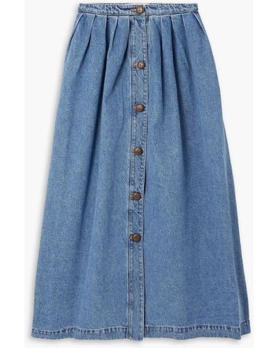 Giuliva Heritage Lilium Denim Midi Skirt - Blue