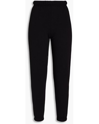 Maisie Wilen Cropped Printed Cotton-fleece Track Pants - Black