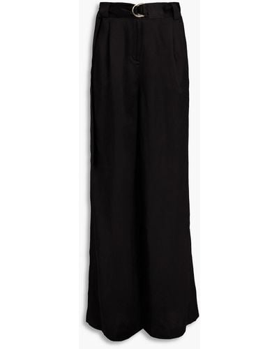 Zimmermann Pleated Shantung Wide-leg Trousers - Black