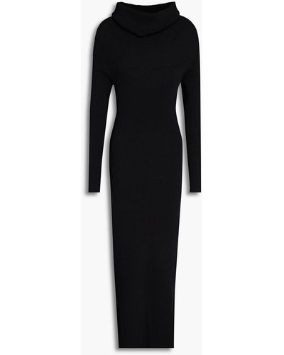 Autumn Cashmere Ribbed-knit Midi Dress - Black