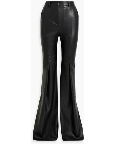 Palmer//Harding Faux Leather Flared Trousers - Black