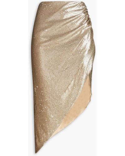 Nicholas Elisa Asymmetric Sequined Stretch-knit Skirt - Natural