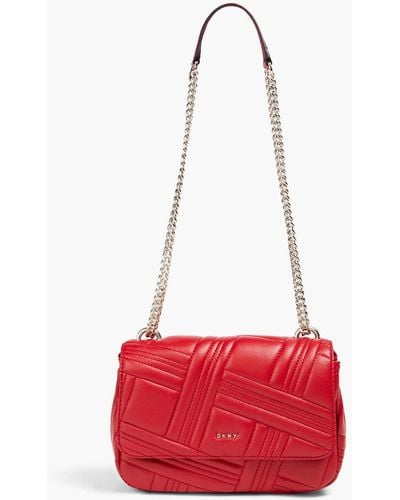 DKNY Allen Quilted Leather Shoulder Bag - Red