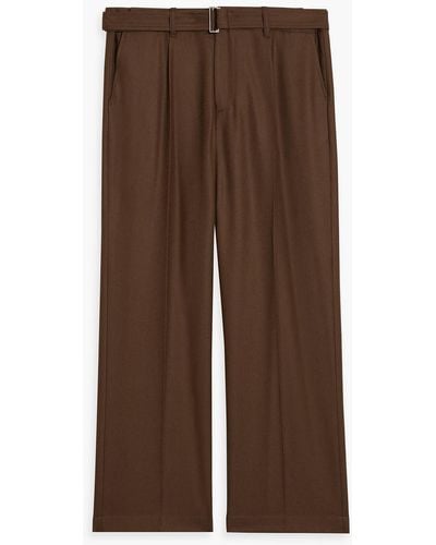 LE17SEPTEMBRE Belted Wool-twill Trousers - Brown