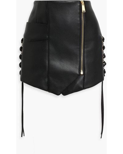 Jonathan Simkhai Rider Lace-up Leather-blend Mini Skirt - Black