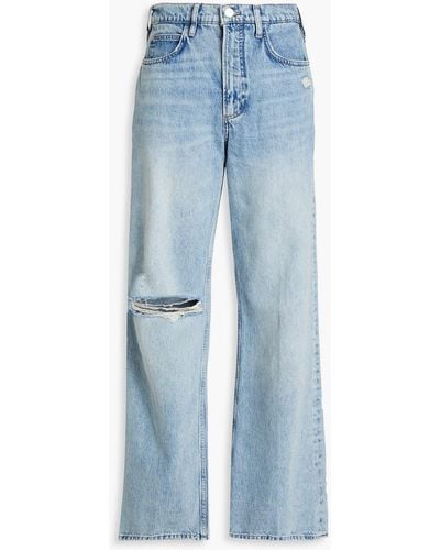 FRAME Distressed High-rise Wide-leg Jeans - Blue