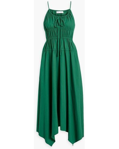 Proenza Schouler Ruched Poplin Midi Dress - Green