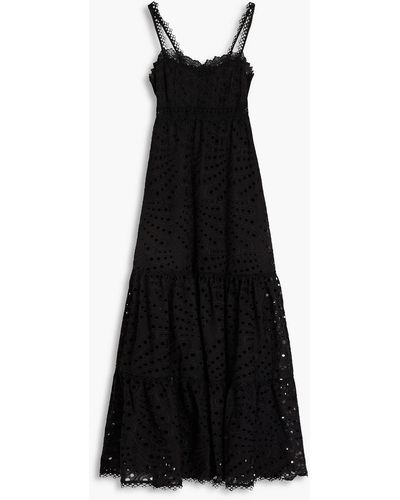 Charo Ruiz Tenerife Tiered Broderie Anglaise Cotton-blend Maxi Dress - Black