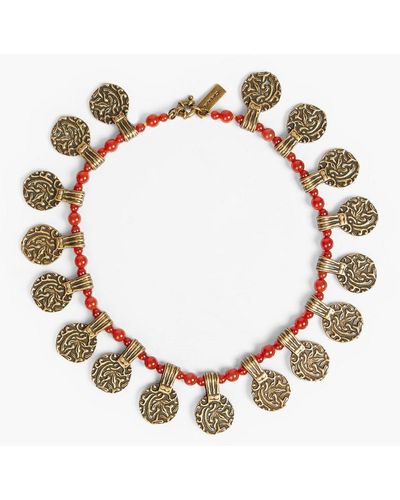 Etro Gold-tone Beaded Necklace - Red