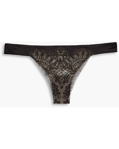 I.D Sarrieri Embroidered Tulle Low-rise Briefs - Black