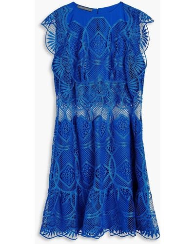 Alberta Ferretti Guipure Lace Mini Dress - Blue