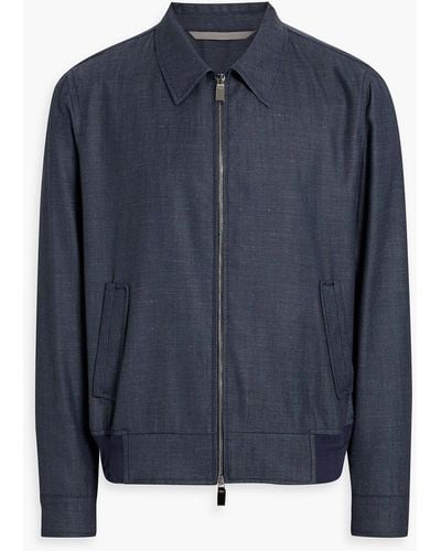 Canali Wool, Silk And Linen-blend Jacket - Blue