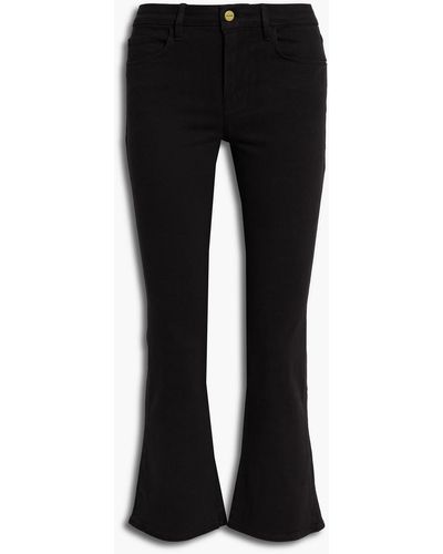 FRAME Le Crop Mini Boot Washed Low-rise Kick-flare Jeans - Black