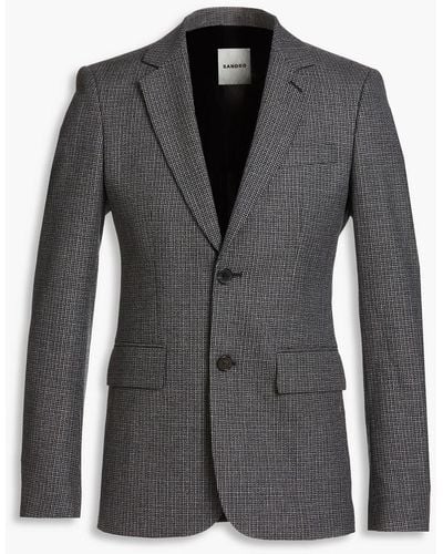 Sandro Houndstooth Wool Suit Jacket - Black