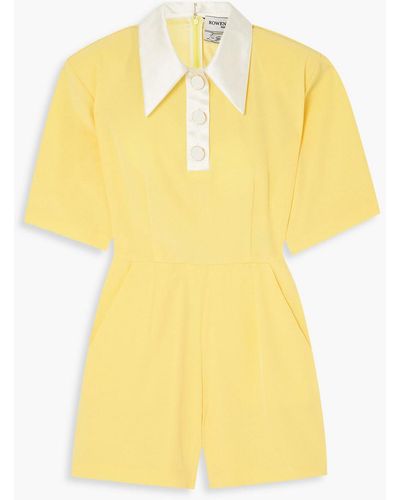 ROWEN ROSE Satin-trimmed Cady Playsuit - Yellow