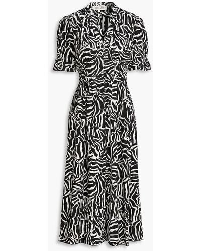 Diane von Furstenberg Erica Zebra-print Cotton-blend Poplin Midi Dress - Black