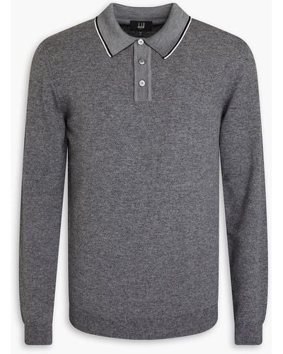 Dunhill Wool And Cashmere-blend Polo Sweater - Gray