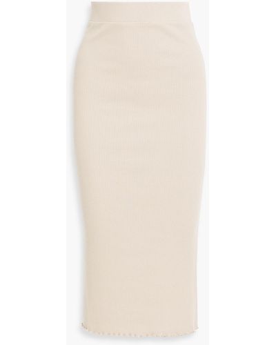 The Range Ribbed Tm-blend Midi Skirt - White