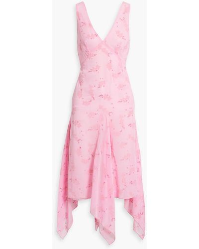 Anna Sui Glittered Flocked Georgette Midi Dress - Pink