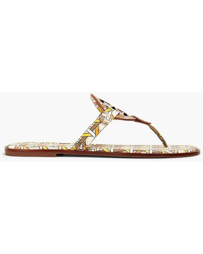 Tory Burch Miller Laser-cut Printed Leather Sandals - White