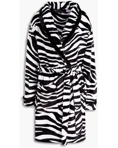 DKNY Zebra-print Fleece Robe - Black