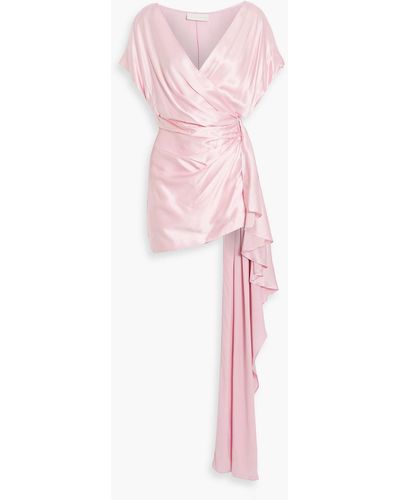 Michelle Mason Wrap-effect Draped Silk-satin Mini Dress - Pink