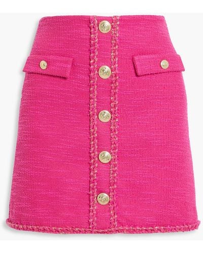 Rebecca Vallance Button-detailed Bouclé-tweed Mini Skirt - Pink