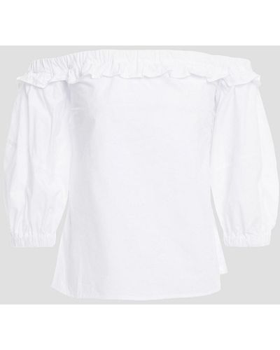 Ba&sh Pascal Off-the-shoulder Ruffle-trimmed Cotton-poplin Top - White