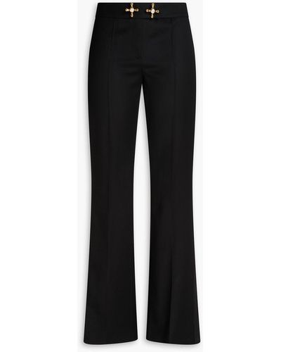 Moschino Embellished Wool-twill Flared Pants - Black