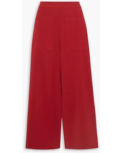 Stella McCartney Cropped Stretch-knit Wide-leg Pants - Red