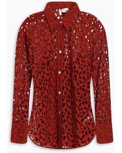 Vince Corded Lace Cotton Shirt - Red