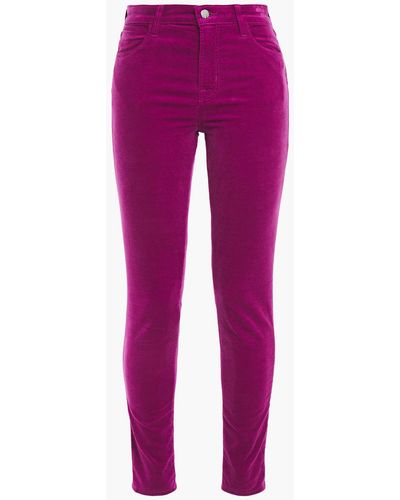 J Brand Maria Cotton-blend Velvet Skinny Trousers - Purple