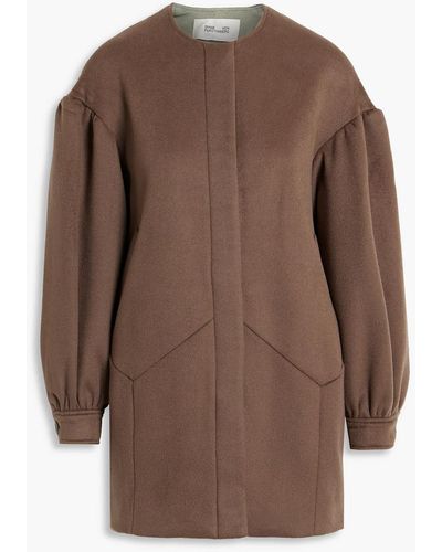Diane von Furstenberg Gathered Wool-felt Coat - Brown