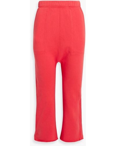Nili Lotan Sf Cropped French Cotton-terry Track Trousers - Red