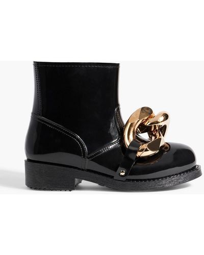 JW Anderson Chain-embellished Glossed-rubber Rain Boots - Black