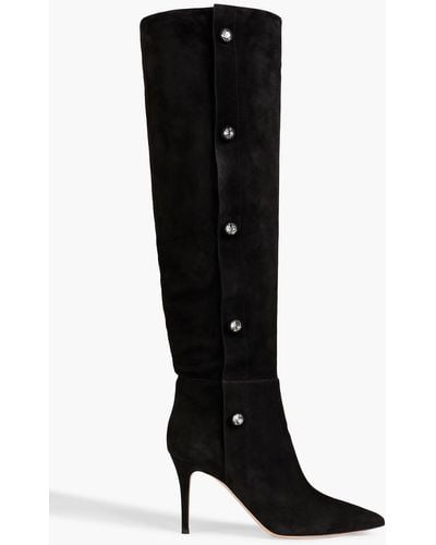Gianvito Rossi Hazel Embellished Suede Over-the-knee Boots - Black