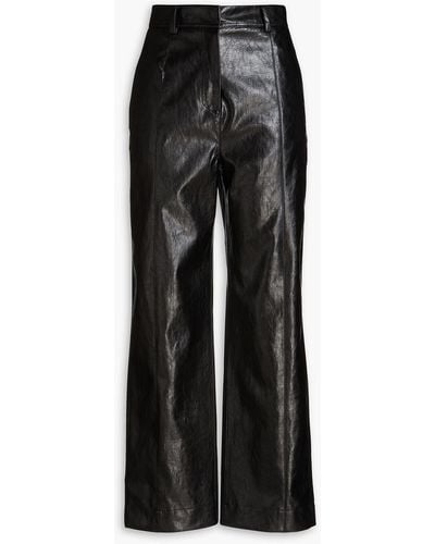LVIR Crinkled Faux Leather Straight-leg Pants - Black