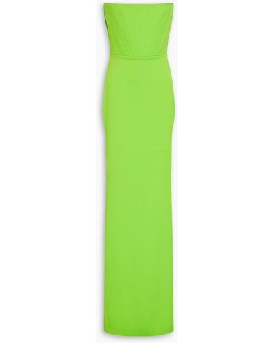 Alex Perry Strapless Neon Satin-crepe Gown - Green