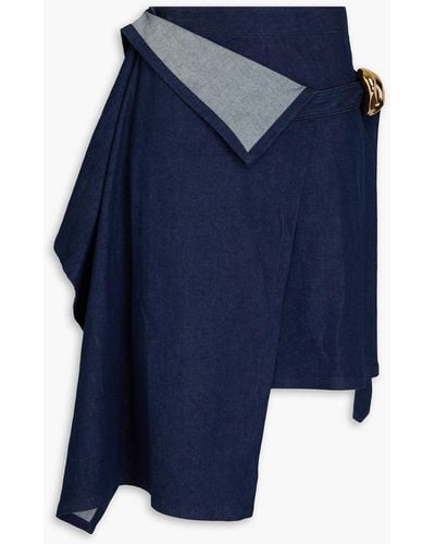 JW Anderson Appliquéd Layered Denim Mini Skirt - Blue