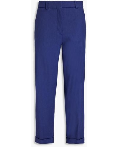 JOSEPH Trina Linen-blend Straight-leg Trousers - Blue