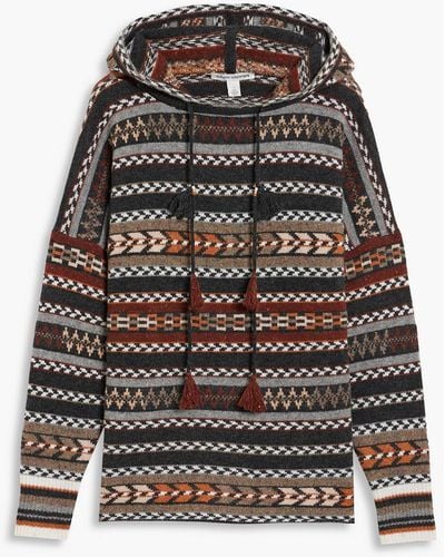 Autumn Cashmere Jacquard-knit Cashmere Hoodie - Gray